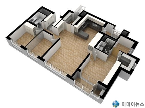 대피공간 대신 외기노출형 대체시설(살리고) 적용 실내면적을 타 아파트 보다 넓게 설계